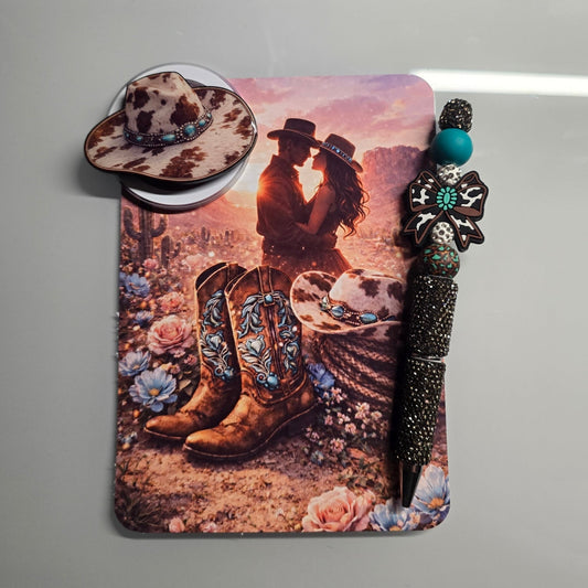Desert sunset cowboy romance Kindle insert designed for clear case accessory