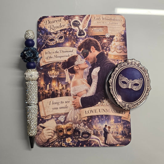 Love unmasked historical romance Kindle insert for clear case with masquerade theme