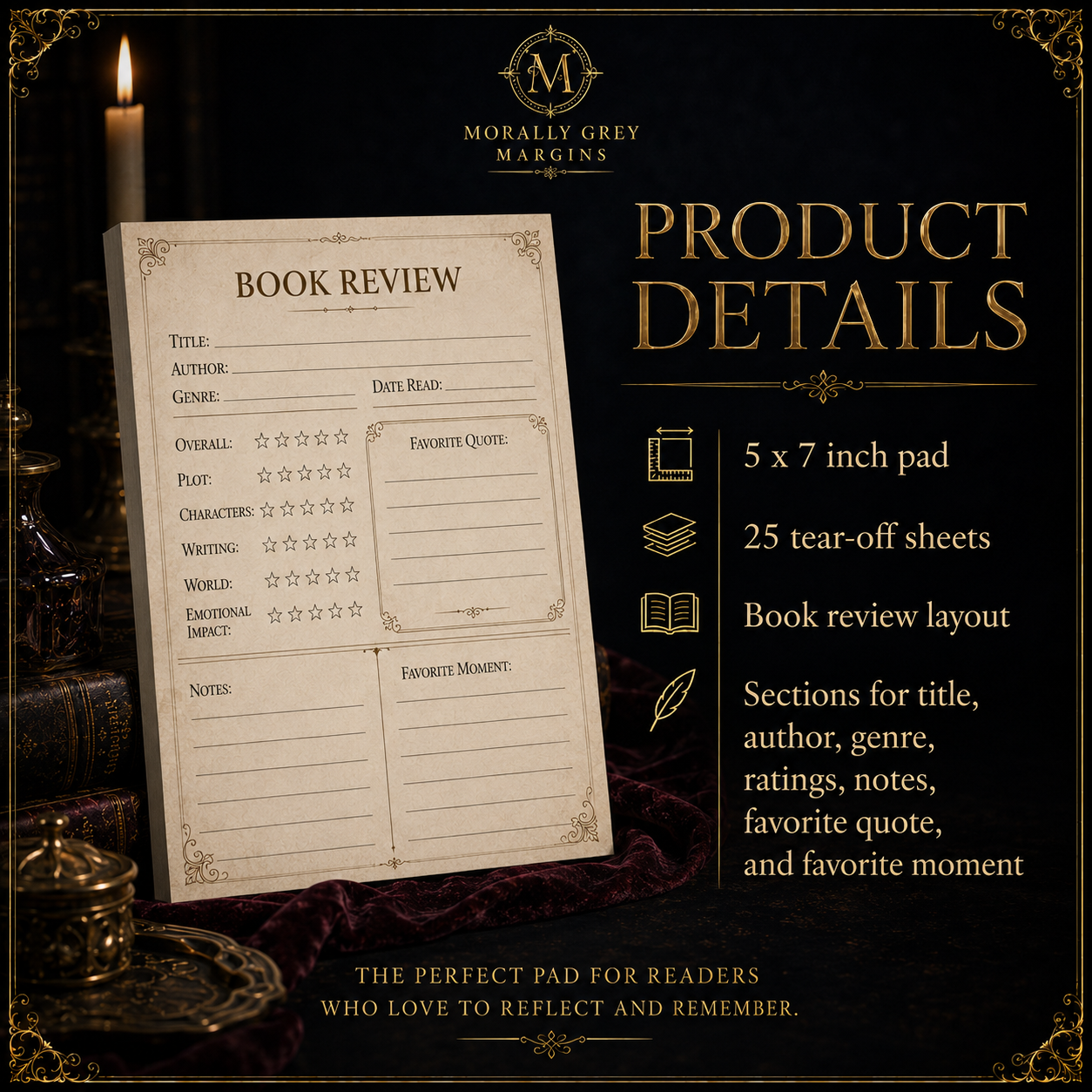Cozy Fantasy Book Review Notepad – 5×7