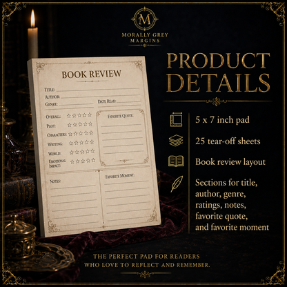 Cozy Fantasy Book Review Notepad – 5×7