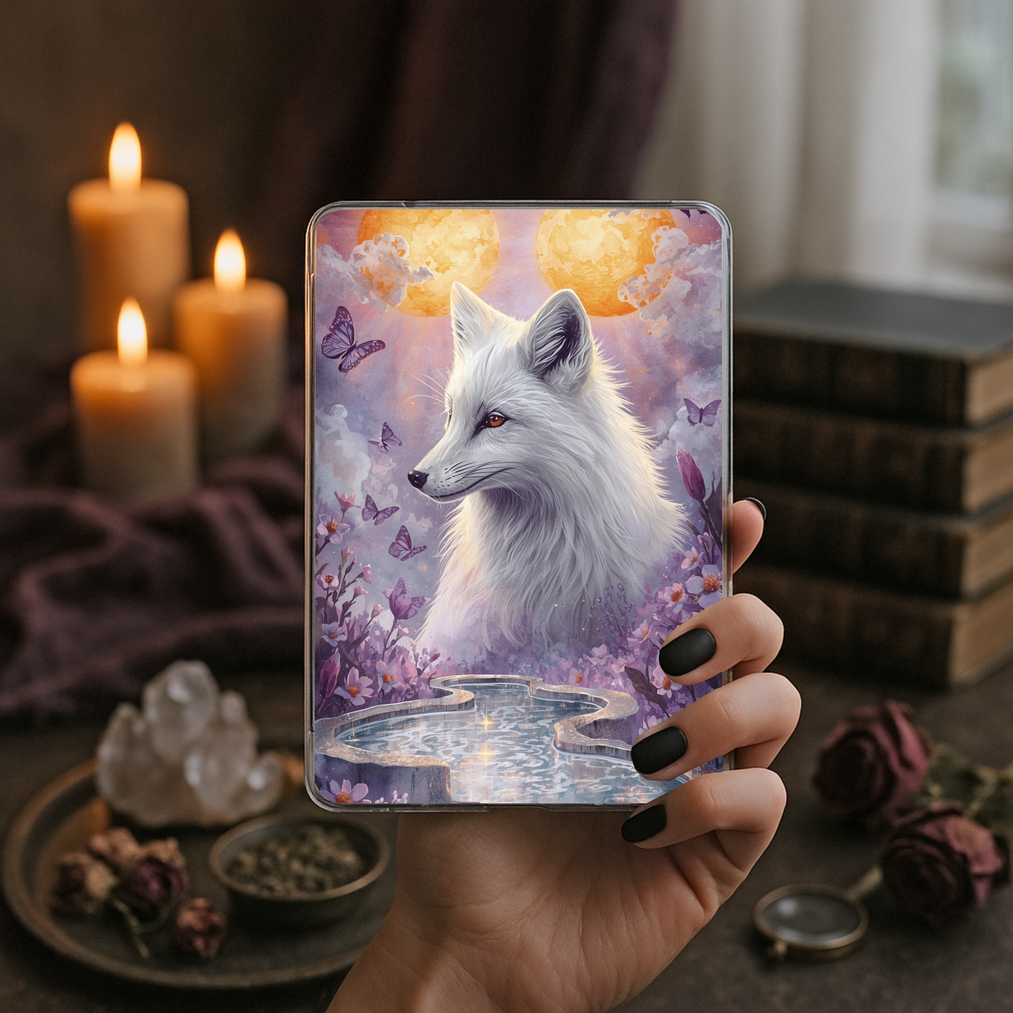 Quicksilver Inspired Kindle Insert | Romantasy E-Reader Decor in Soft Purple Tones