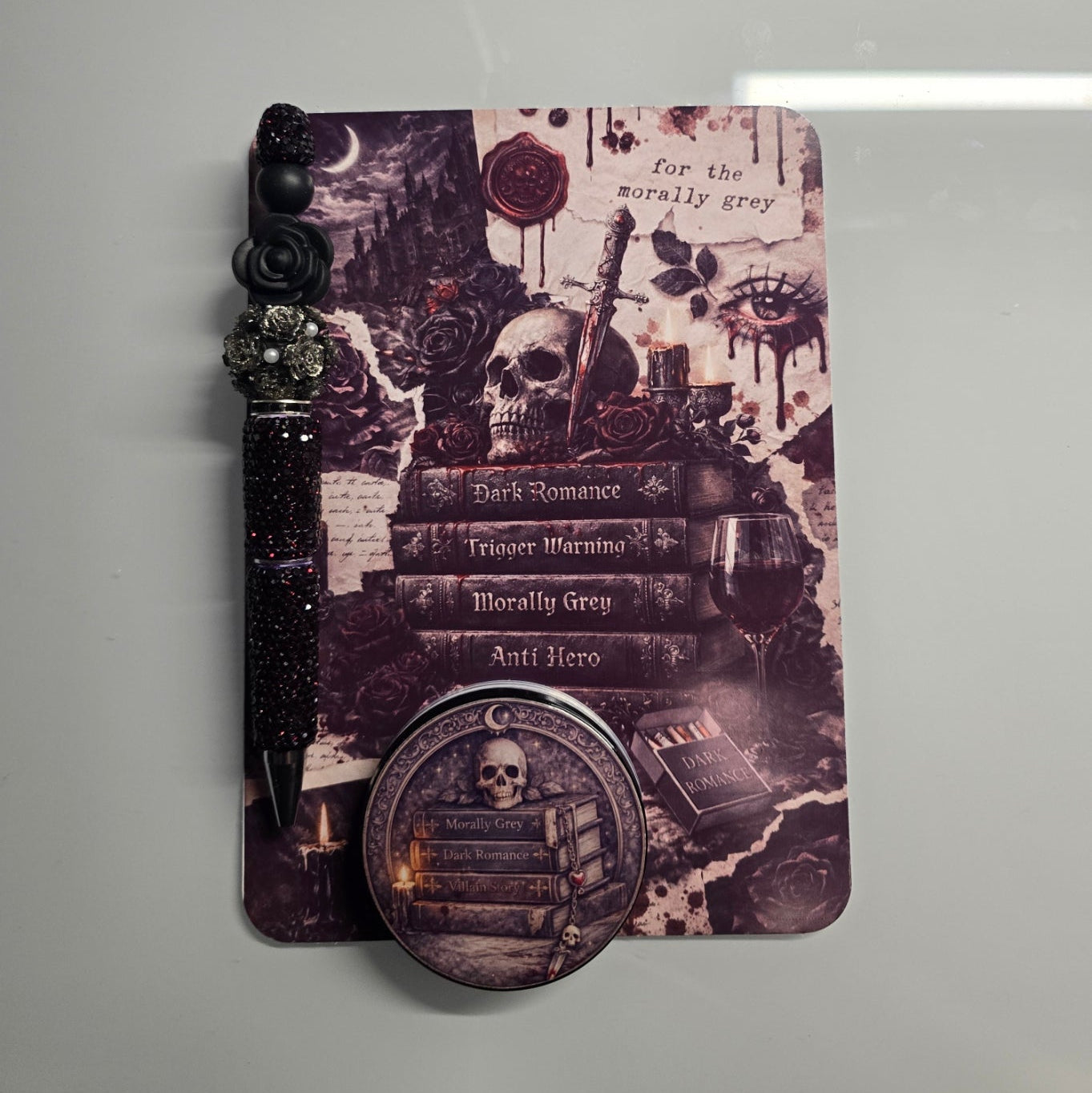 Morally grey anti hero Kindle insert designed for clear case accessory
