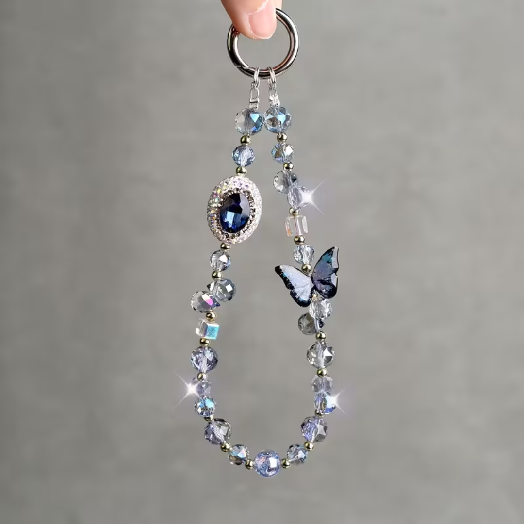 Blue butterfly crystal Kindle charm elegant aesthetic Kindle back accessory for readers