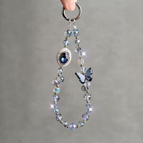 Blue butterfly crystal Kindle charm elegant aesthetic Kindle back accessory for readers