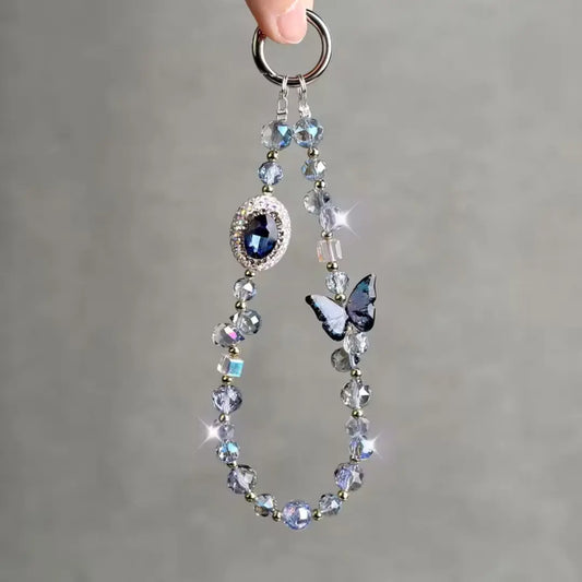 Blue butterfly crystal Kindle charm elegant aesthetic Kindle back accessory for readers