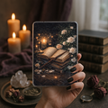 Candlelit spellbook Kindle insert dark academia fantasy aesthetic for readers