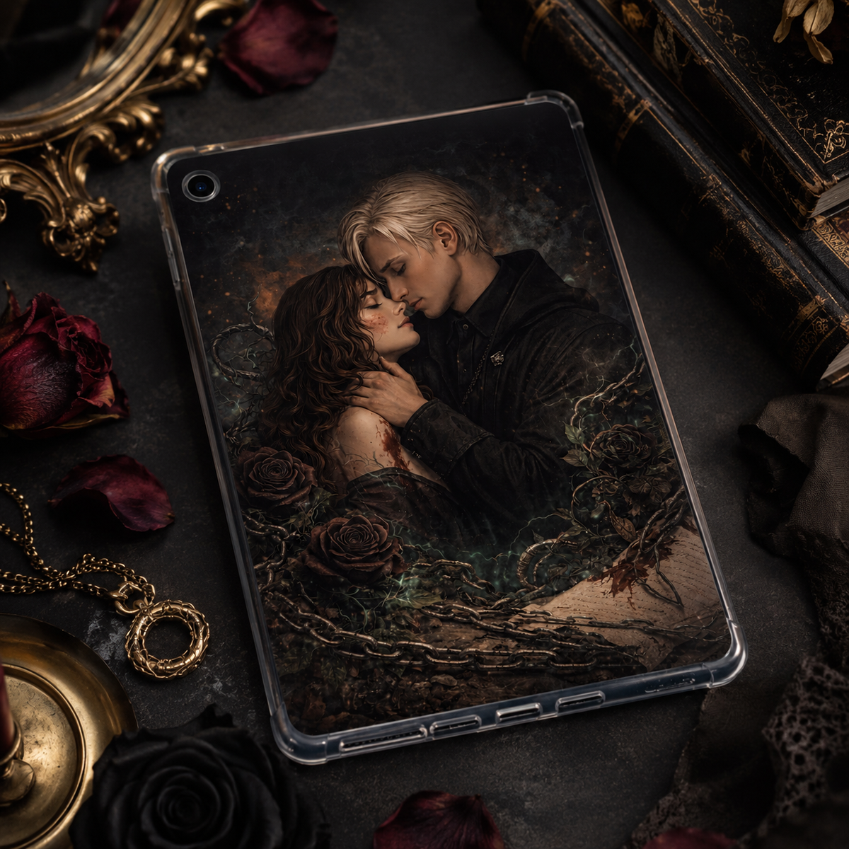 Dark Gothic Wizard Romance Kindle insert with moody magical styling and a dark fantasy atmosphere
