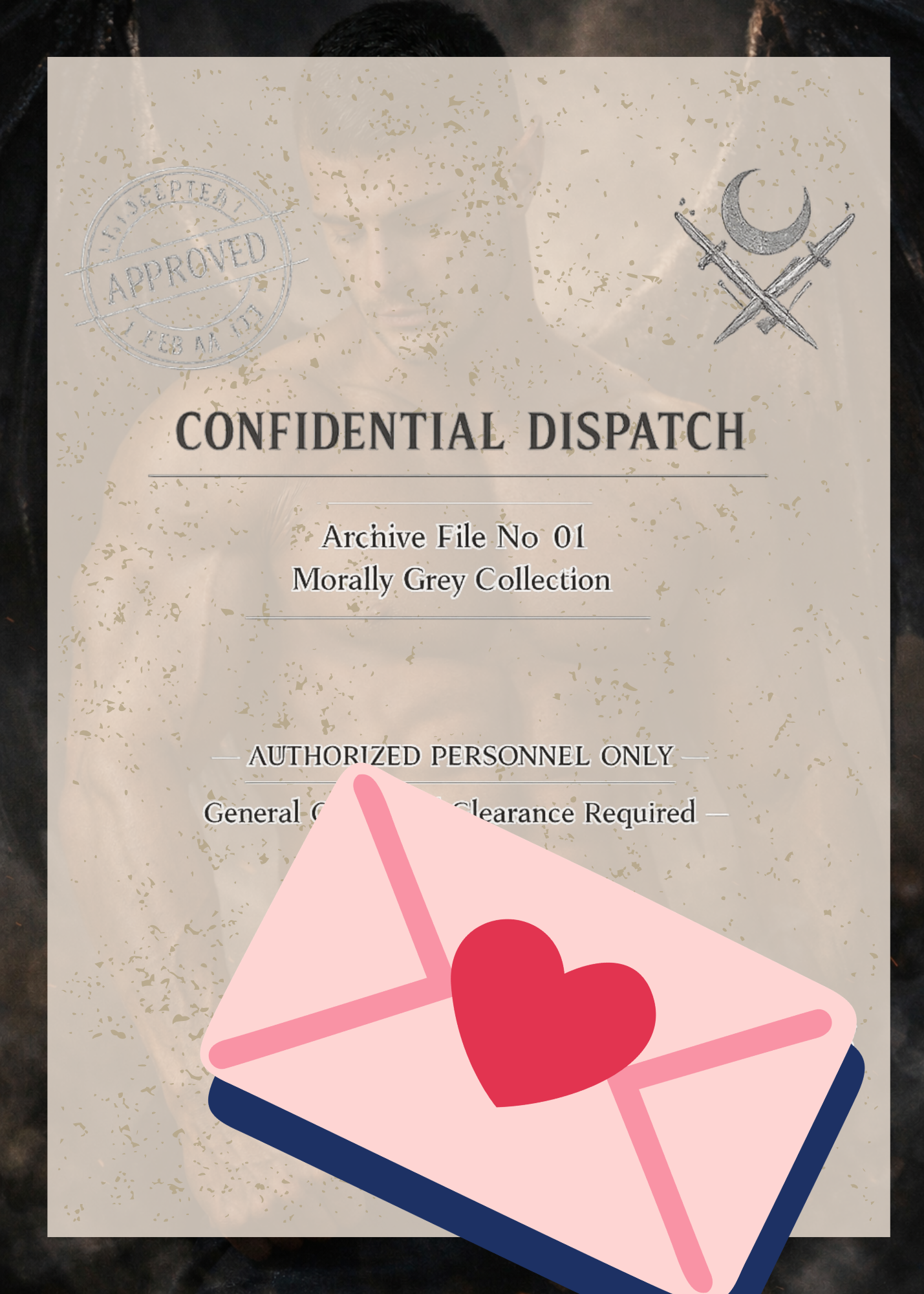 Handwritten dark romance letter print layered with vellum overlay for romantasy collectors