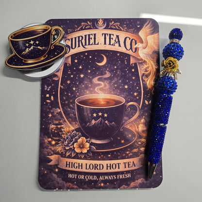 Midnight blue magical tea shop Kindle insert for clear case inspired by fantasy romance
