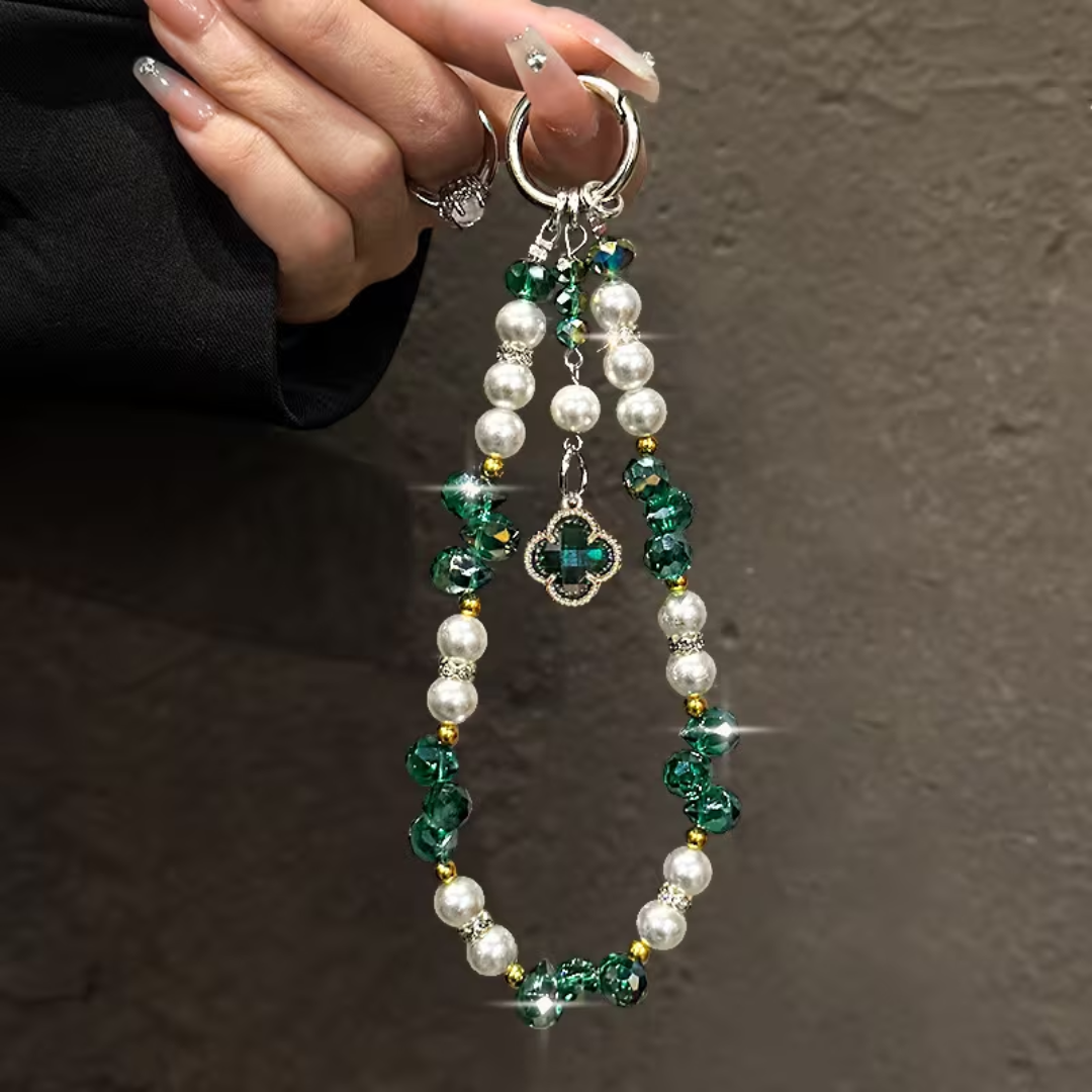 Emerald pearl clover Kindle charm elegant fantasy aesthetic Kindle back accessory for readers