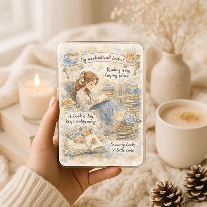 Enchanted library Kindle clear case insert with cozy fairytale bookish aesthetic