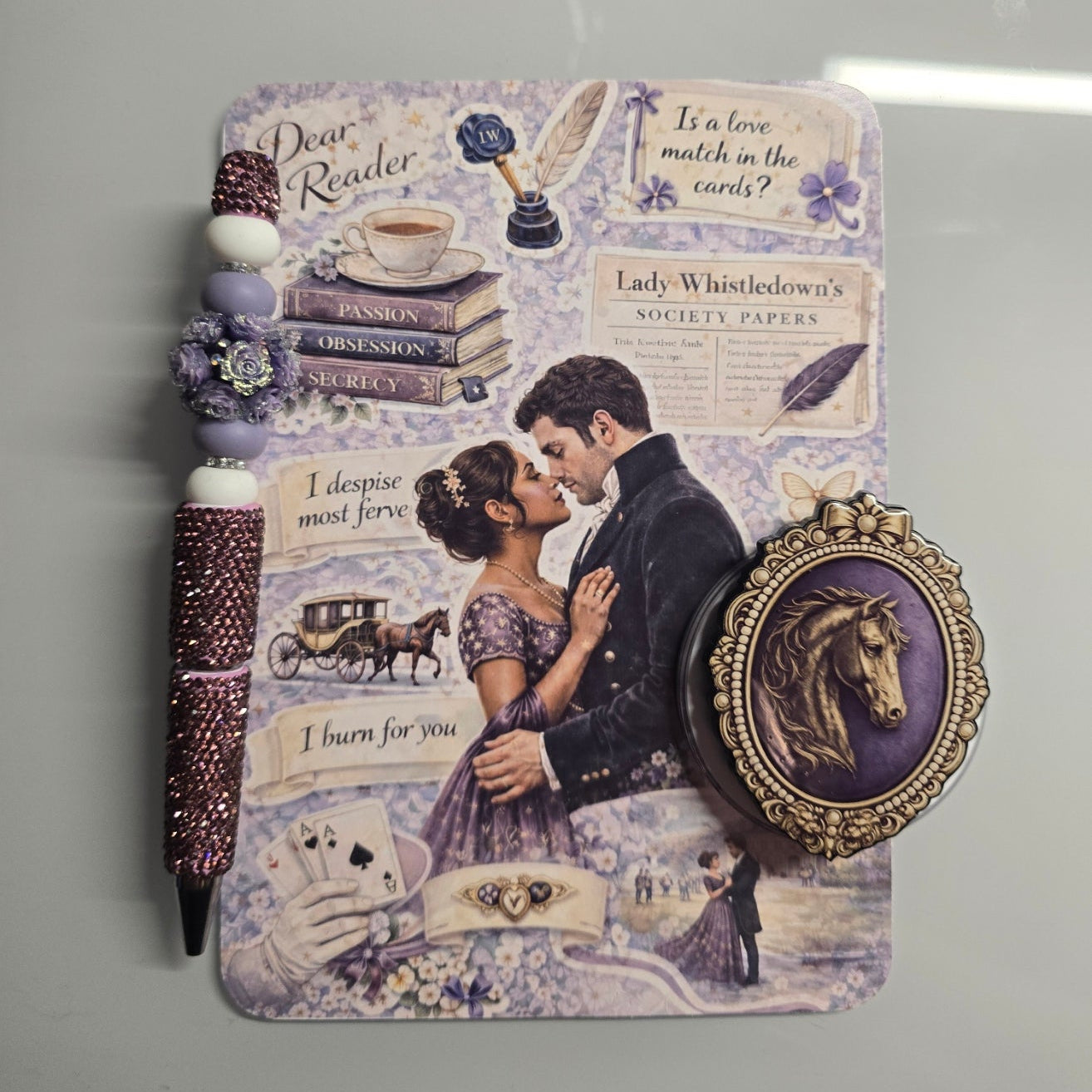 Regency enemies to lovers romance Kindle insert for clear case with soft lilac floral background
