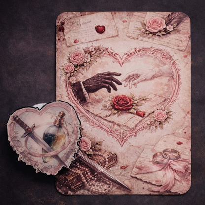 Enemies to lovers Kindle insert and MagSafe grip set featuring romantic rose and dagger imagery