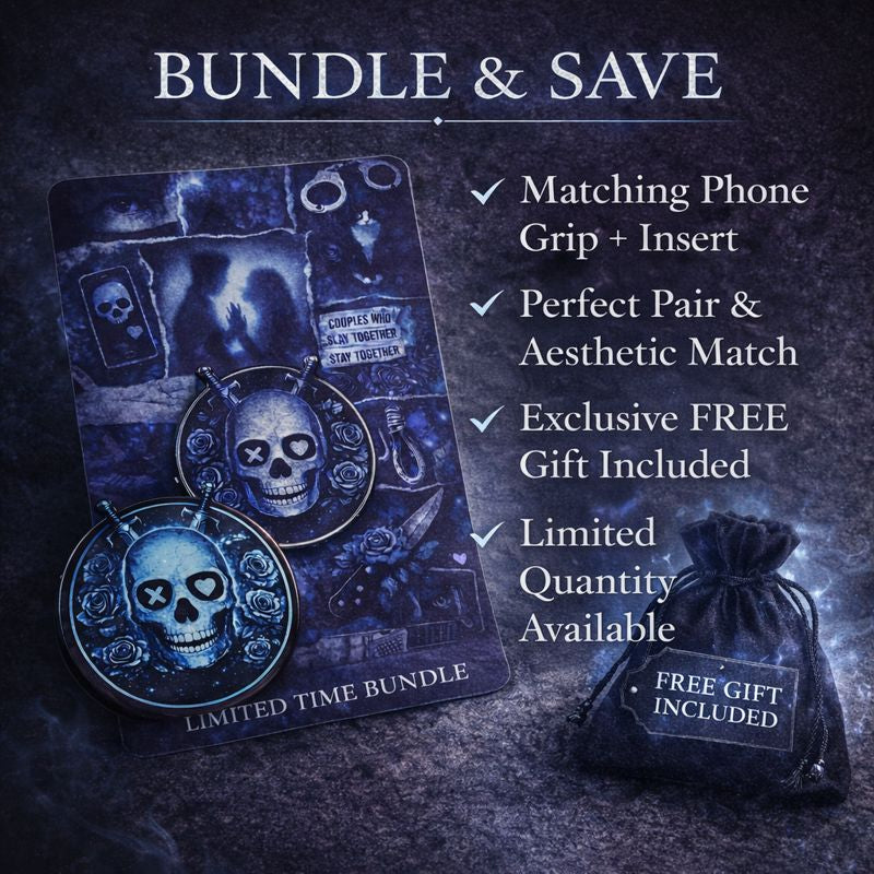 Dark romance Kindle bundle with matching skull MagSafe grip and gothic Kindle insert inspired by Lights Out