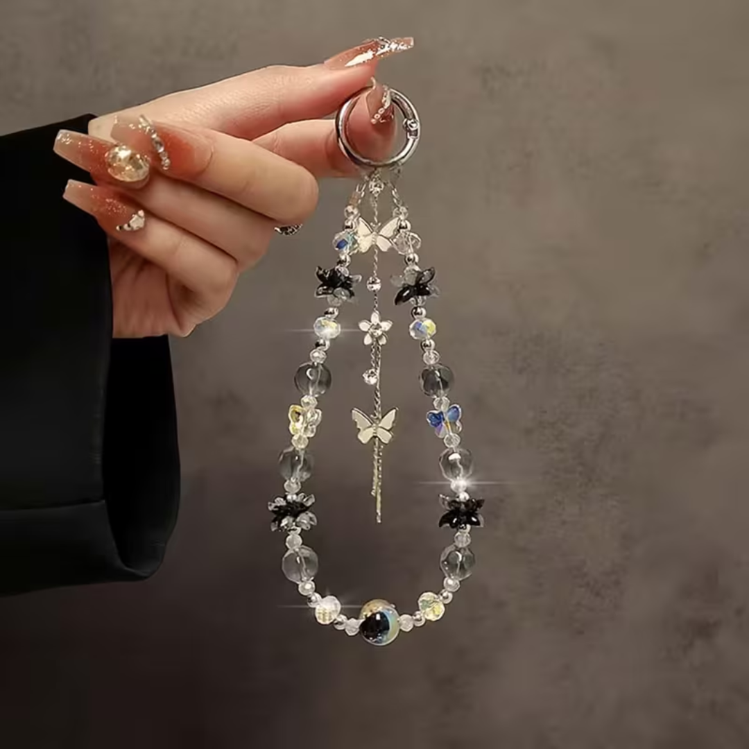 Monochrome butterfly crystal Kindle charm elegant fantasy aesthetic Kindle back accessory for readers