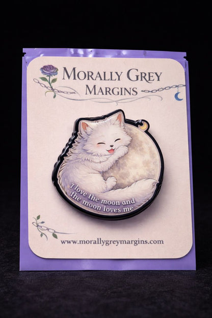 Moon devotion wolf Kindle grip with white wolf cuddling the moon, bookish MagSafe accessory by Morally Grey Margins