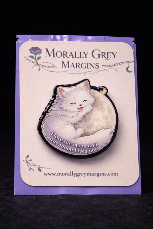 Moon devotion wolf Kindle grip with white wolf cuddling the moon, bookish MagSafe accessory by Morally Grey Margins