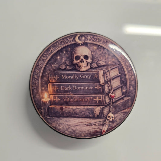 Morally grey gothic MagSafe Kindle grip with vintage dark book aesthetic
