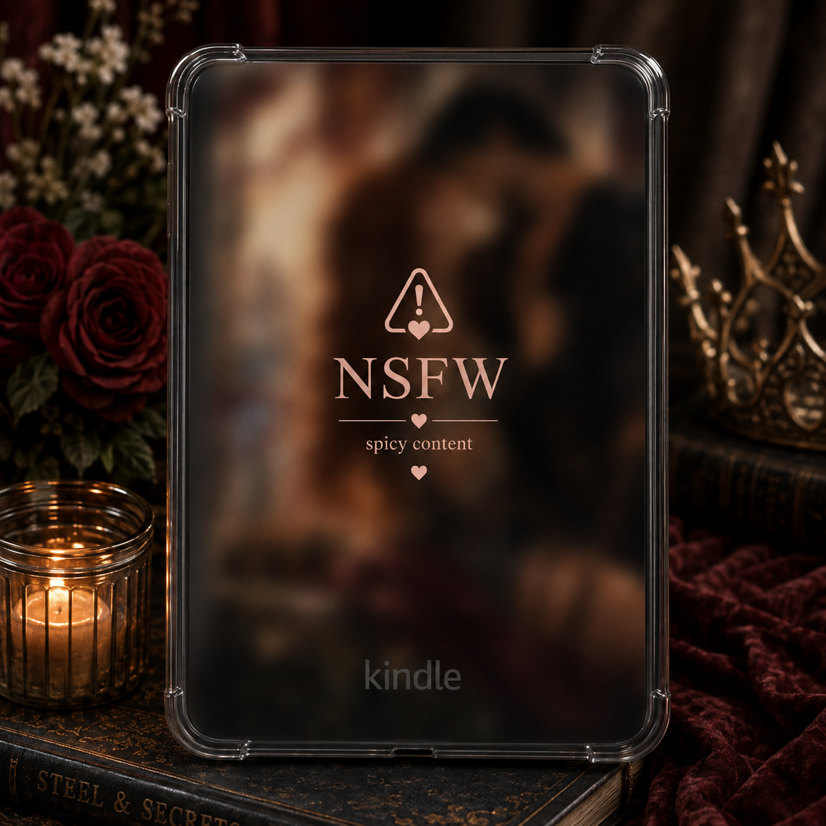 NSFW warning image for a dark fantasy romance Kindle insert