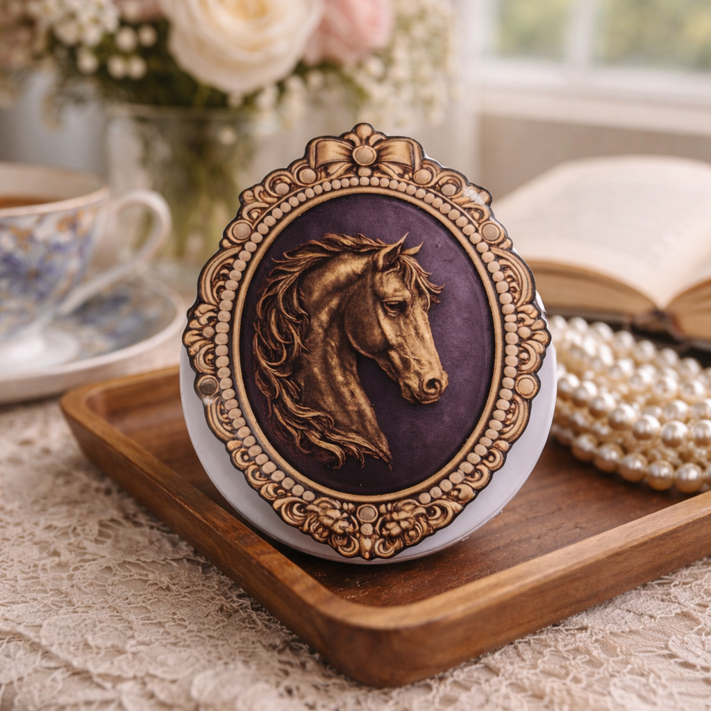 Vintage equestrian magnetic Kindle grip removable MagSafe reading holder for romance readers

